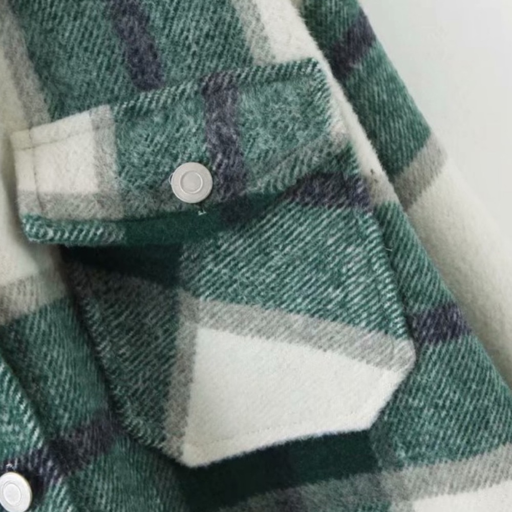 Plaid Stripe Oversized Flannel Shirt Shacket green - Picture 12 of 16